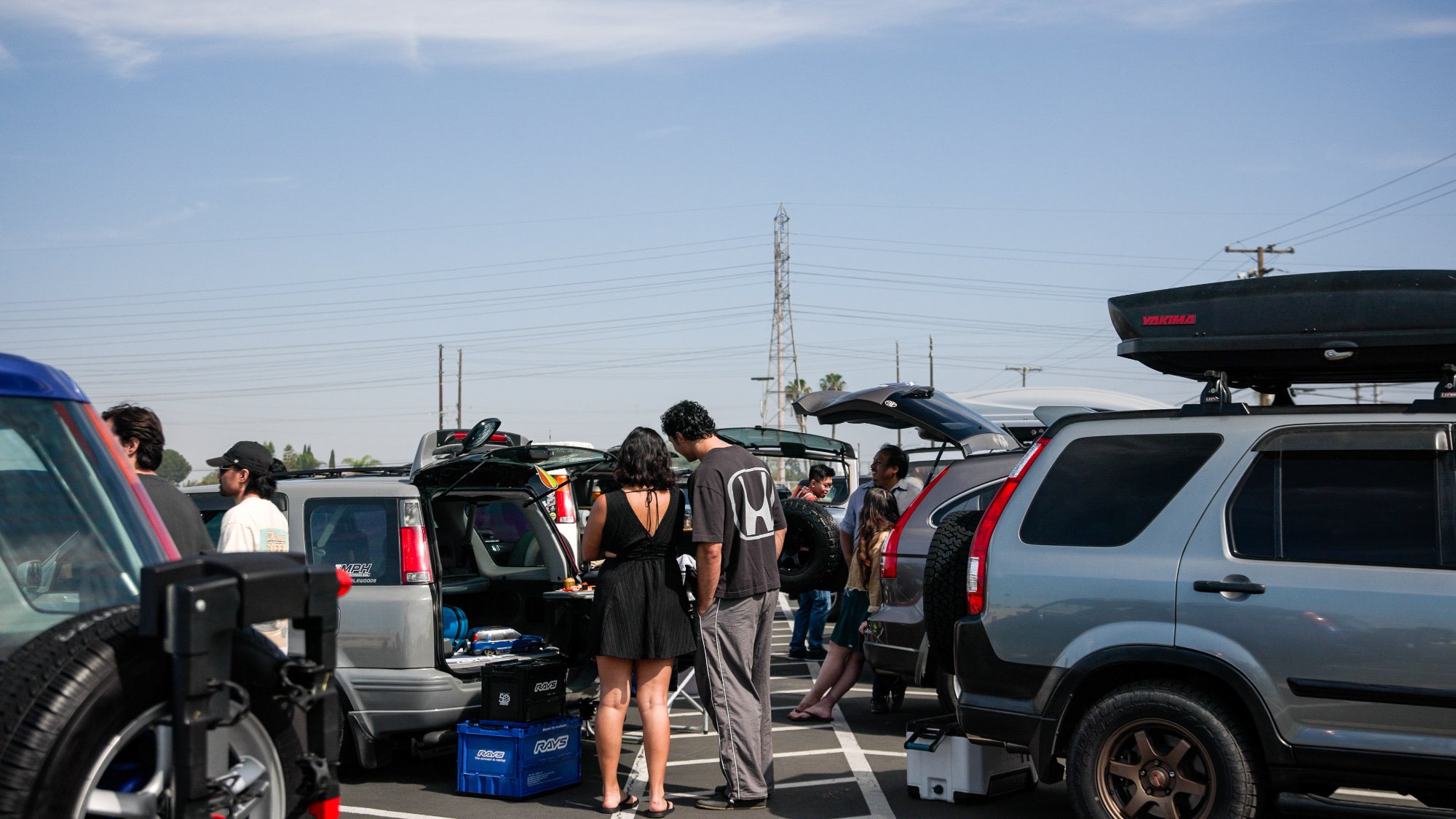 Parking lot full of CRVs